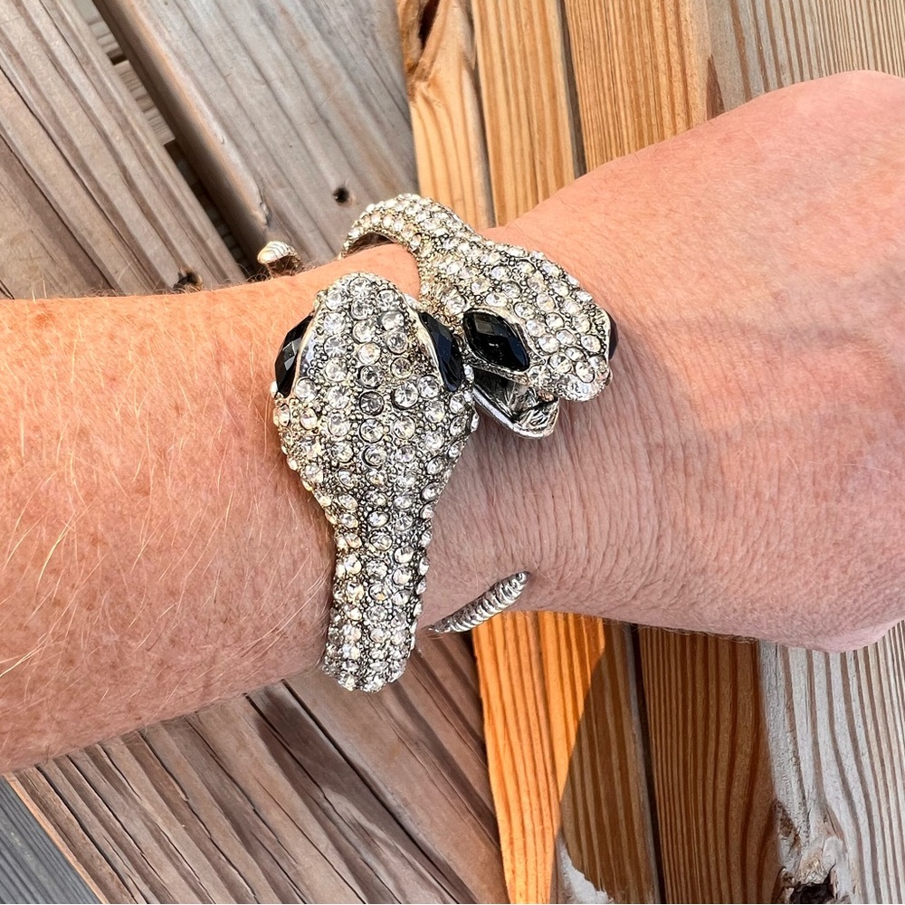- Double Rattlesnake Bling Hinge Cuff! NEW! - Picture 5 of 15